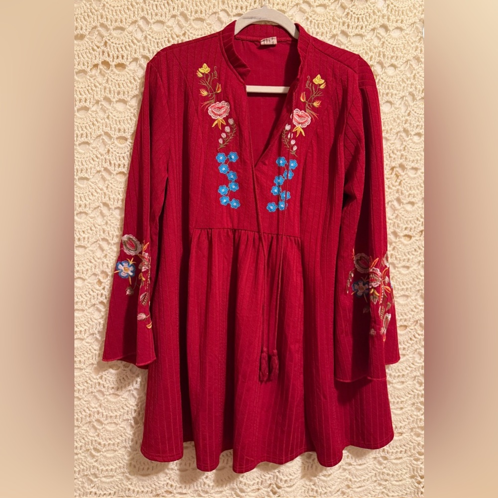 Bb006 // Late 1990's Vintage Embroidered Dress // Size 2XL